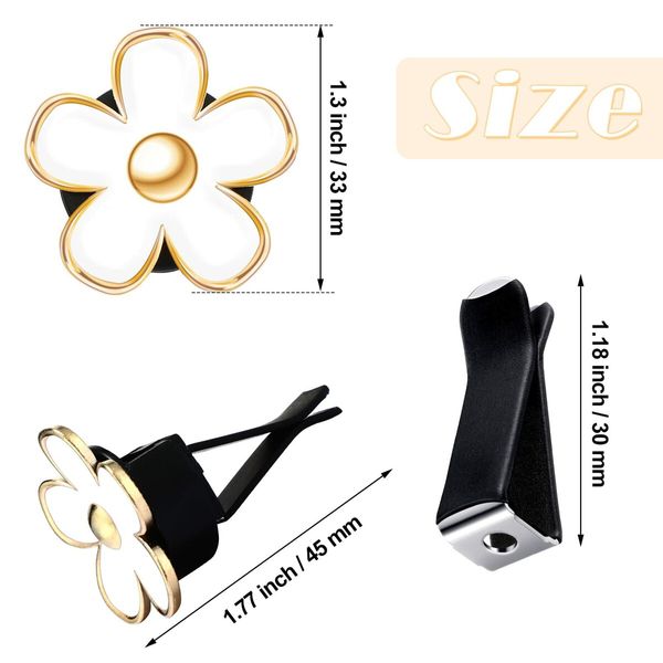 6 Pcs Daisy Flower Air Vent Clip Air Freshener Outlet Clip Car Air Conditioning Clip Charm Car Inter Decor(Red,Black,White,3 cm,3.3 cm)