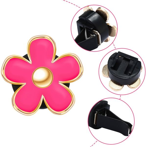 6 Pcs Daisy Flower Air Vent Clip Air Freshener Outlet Clip Car Air Conditioning Clip Charm Car Inter Decor(Red,Black,White,3 cm,3.3 cm)