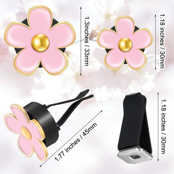 6 Pcs Daisy Flower Air Vent Clip Air Freshener Outlet Clip Car Air Conditioning Clip Charm Car Inter Decor(Black,Pink,White,3 cm,3.3 cm)