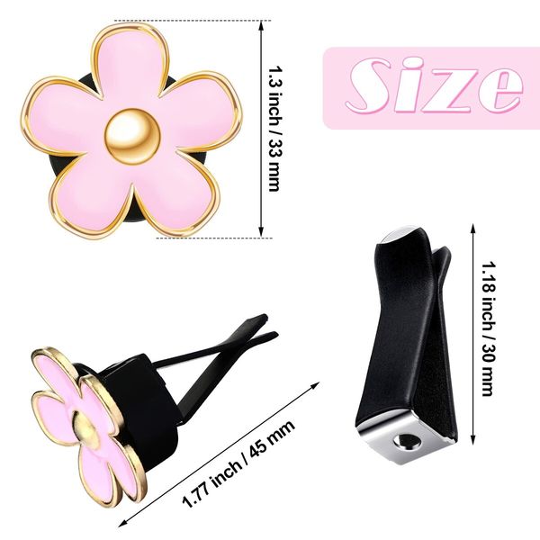 6 Pcs Daisy Flower Air Vent Clip Air Freshener Outlet Clip Car Air Conditioning Clip Charm Car Inter Decor(Pink,3 cm,3.3 cm)