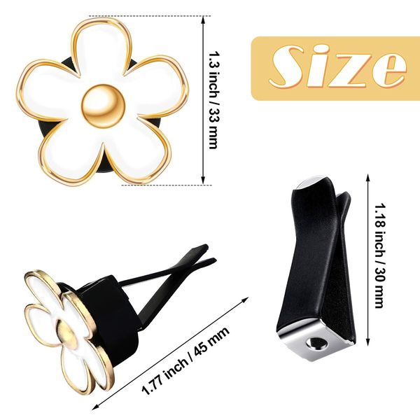 6 Pcs Daisy Flower Air Vent Clip Air Freshener Outlet Clip Car Air Conditioning Clip Charm Car Inter Decor(White,3 cm,3.3 cm)