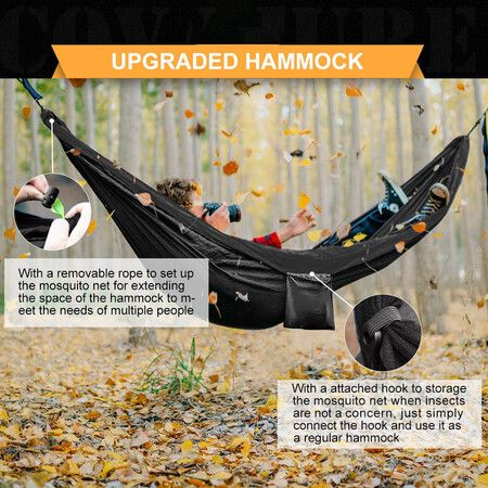 Camping Hammock,Lightweight Double Hammock,Hold Up to 772lbs,Portable Hammocks for Indoor,Outdoor,Hiking,Camping,Backpacking,Travel,Backyard,Beach Black