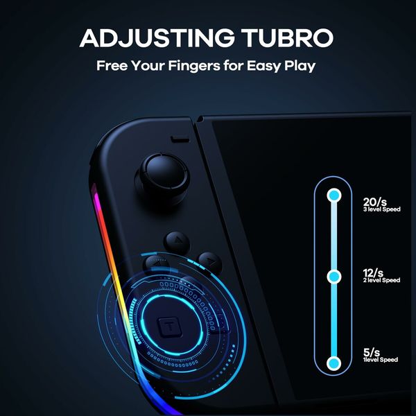 Replacement Controller for Switch with RGB LED Adjustable Turbo Motion Control Wake-Up and Screenshot Features in Black