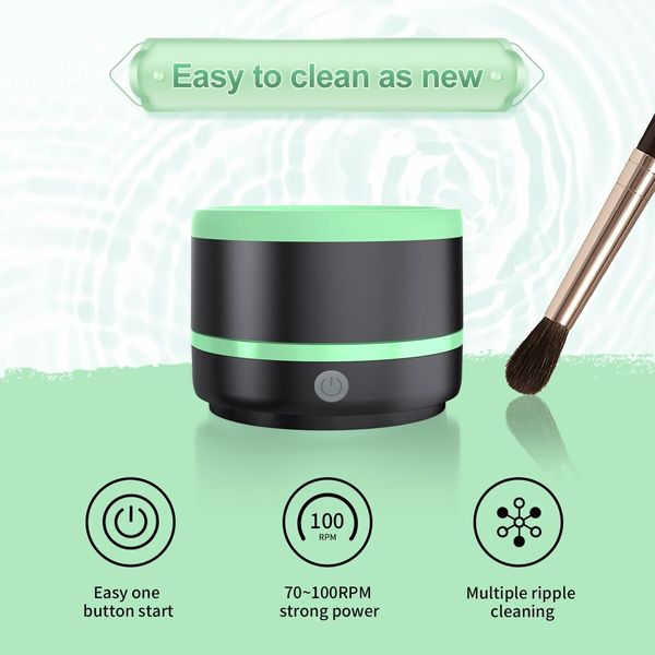 Electric Maker Up Brush Cleaner Rinse Cup,USB Brush Cleaning Washer Rinser for Makerup Brush,Acrylic,Watercolor,Oil,Gouache (Green)