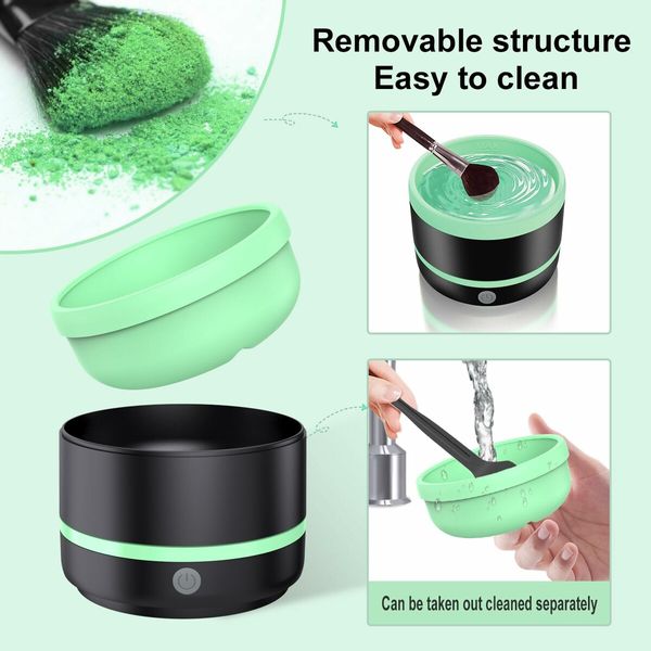 Electric Maker Up Brush Cleaner Rinse Cup,USB Brush Cleaning Washer Rinser for Makerup Brush,Acrylic,Watercolor,Oil,Gouache (Green)