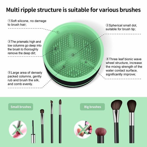 Electric Maker Up Brush Cleaner Rinse Cup,USB Brush Cleaning Washer Rinser for Makerup Brush,Acrylic,Watercolor,Oil,Gouache (Green)