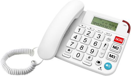 (White)Senior Telephone Landline Phone with Hearing Aid Function, Big Button for Elderly with Backlight Display/Mute/Pause/Redial, for Alzheimer