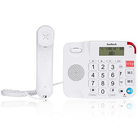 (White)Senior Telephone Landline Phone with Hearing Aid Function, Big Button for Elderly with Backlight Display/Mute/Pause/Redial, for Alzheimer