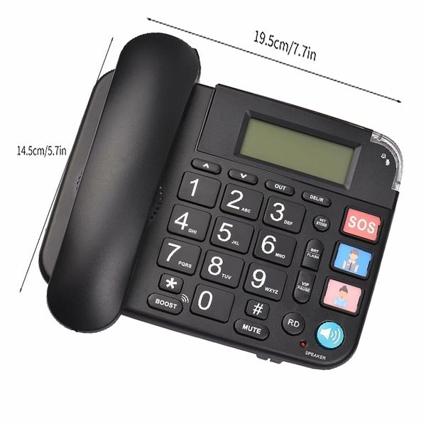 (Black)Senior Telephone Landline Phone with Hearing Aid Function, Big Button for Elderly with Backlight Display/Mute/Pause/Redial,for Alzheimer