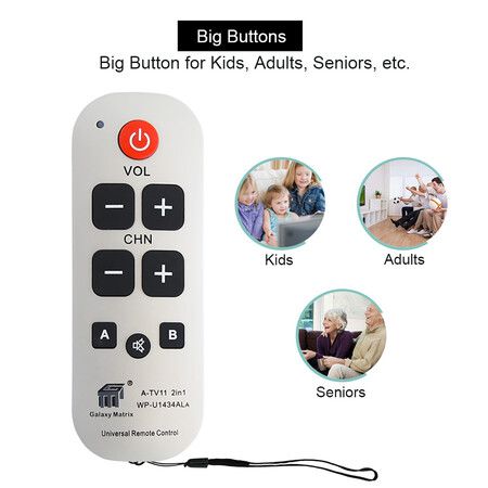 Big Button Simple TV Remote Universal Large Button Remote Control for Seniors and Kids