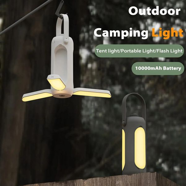 Camping Light Folding Outdoor Portable Rechargeable 10000mAh Student Dormitory Hanging Tent Hanging Lantern Led Flashlight