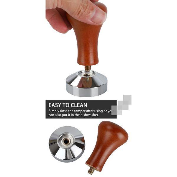 51mm Espresso Tamper-Premium Barista Coffee Tamper Stainless Steel Espresso Tamper Coffee Press Tool Tamper Espresso Handle,90x51mm,Solid wood