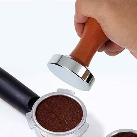 51mm Espresso Tamper-Premium Barista Coffee Tamper Stainless Steel Espresso Tamper Coffee Press Tool Tamper Espresso Handle,90x51mm,Solid wood