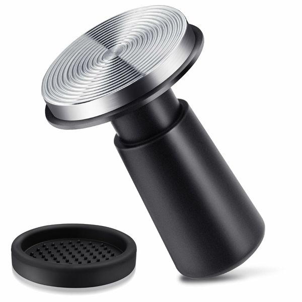 Espresso Coffee Tamper with Calibrated Spring-loaded 25lb/30lbs Replacement Springs Ripple Base Black Premium Barista Tool Anodized Aluminum (58mm)