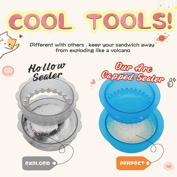 Sandwich Cutter and Sealer,5 PCS Sandwich Cutter for Kids,Decruster Sandwich Maker,Sandwich Press Crimper DIY Jelly Crustless Sandwich Bread Pie Cookie Cutter for Children Boys Girls