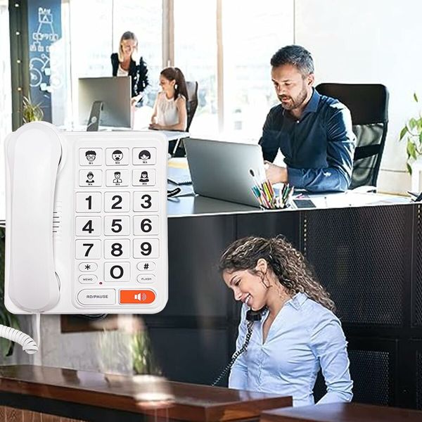 Big Buttons Phone for Seniors, Corded Telephone for Elderly for Living Alone, Hearing lmpaired, House Phones (White)