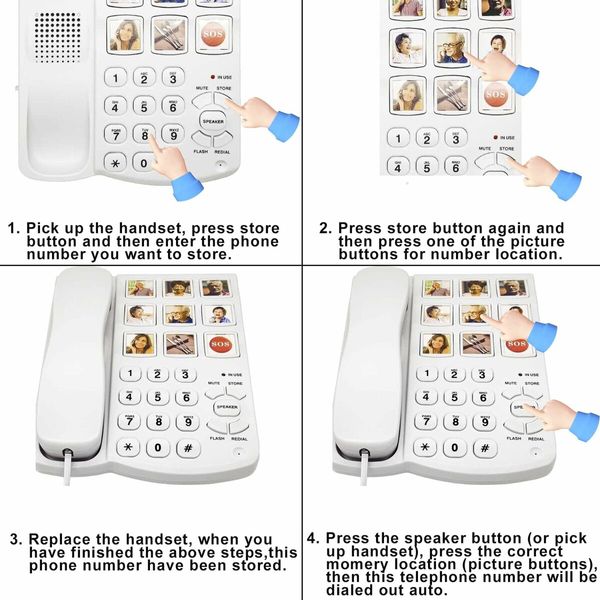 Big Button Corded Phone for Seniors, Landline Phones with One Touch Dialing, Extra Loud Ringer for Home, Office, Hotel