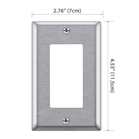 (2 Pack)Decorator Switch or Outlet Metal Wall Plate, Stainless Steel 201, Corrosion Resistant, Polished Chrome,Standard Size,Silver