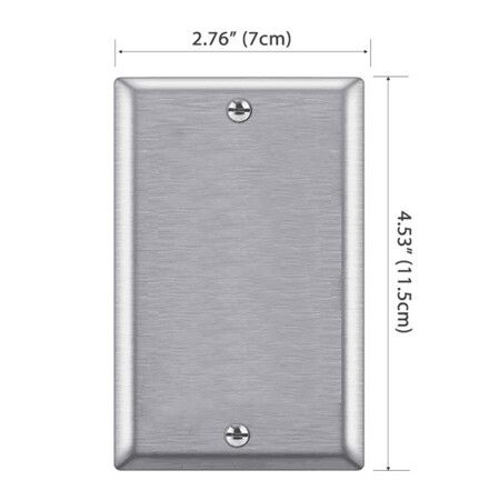 2-Pack Blank Device Metal Midway Wall Plates Corrosion Resistant Standard Size in Silver 430 Stainless Steel