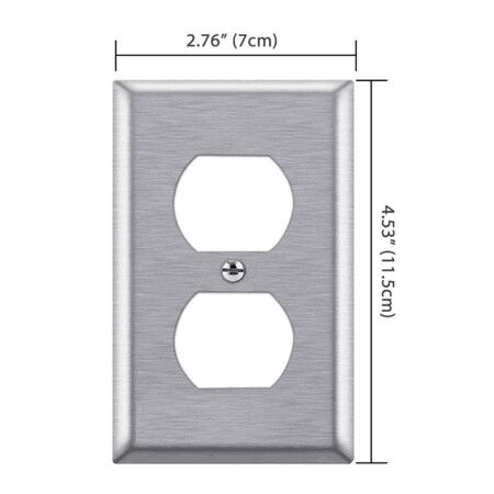 (2 Pack)Duplex Receptacle Metal Wall Plate, Stainless Steel Outlet Cover, Corrosion Resistant, Standard Size, Silver