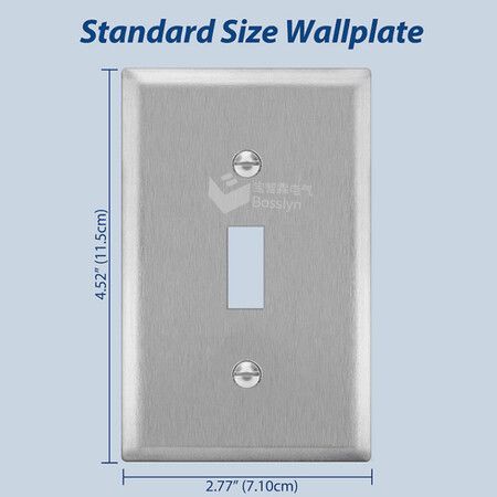 (2 Pack)Toggle Light Switch Stainless Steel Wall Plate, Metal Plate Corrosive Resistant Cover for Rotary Dimmers Lights, Standard Size, Silver