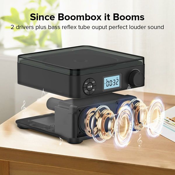 Portable CD Player Boombox with Bluetooth,CD Player with Stereo Speakers,Rechargeable Boom Box CD Player with FM Radio,Support CD/MP3,USB/TF Card,Headphone Jack