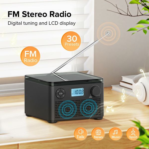 Portable CD Player Boombox with Bluetooth,CD Player with Stereo Speakers,Rechargeable Boom Box CD Player with FM Radio,Support CD/MP3,USB/TF Card,Headphone Jack