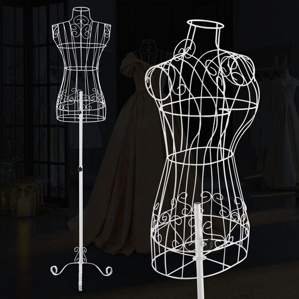 Female Mannequin Wire Dress Form Upper Torso Clothing Model Manikin Dressmaking Dummy Adjustable White