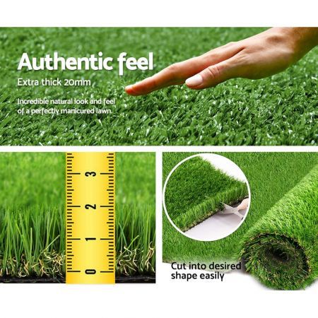 Primeturf Artificial Grass 20SQM 30mm Synthetic Fake Lawn Turf Plastic Plant 4-coloured 2mx5m