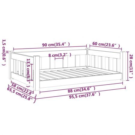 Dog Bed 95.5x65.5x28 cm Solid Wood Pine