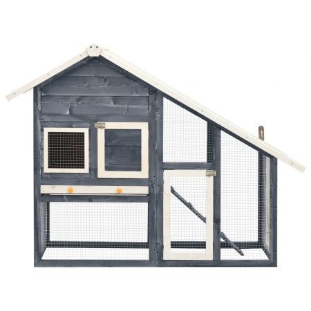 Rabbit Hutch Grey and White 140x63x120 cm Solid Firwood