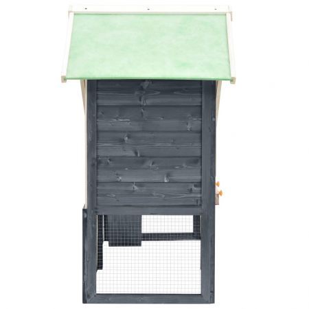 Rabbit Hutch Grey and White 140x63x120 cm Solid Firwood