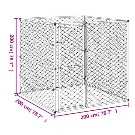 Outdoor Dog Kennel Silver 2x2x2 m Galvanised Steel