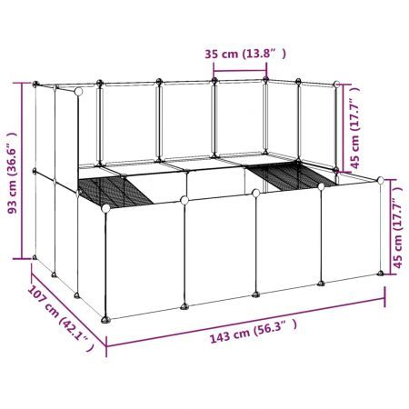 Small Animal Cage Black 143x107x93 cm PP and Steel