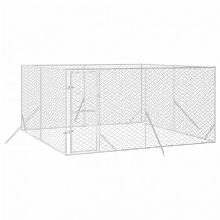 Outdoor Dog Kennel Silver 4x4x2 m Galvanised Steel
