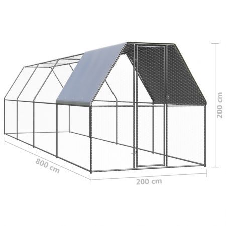 Outdoor Chicken Cage 2x8x2 m Galvanised Steel