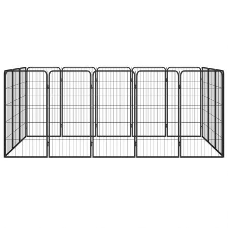 16-Panel Dog Playpen Black 50x100 cm Powder-coated Steel