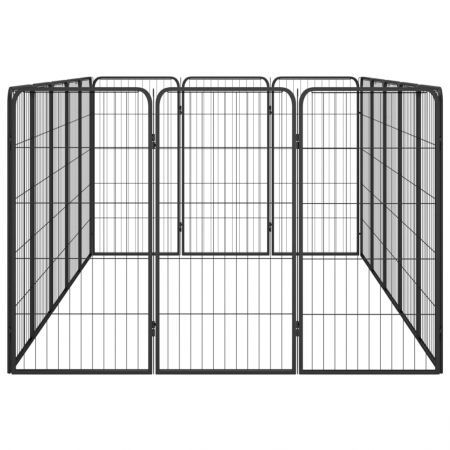 16-Panel Dog Playpen Black 50x100 cm Powder-coated Steel