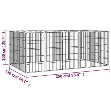 16-Panel Dog Playpen Black 50x100 cm Powder-coated Steel