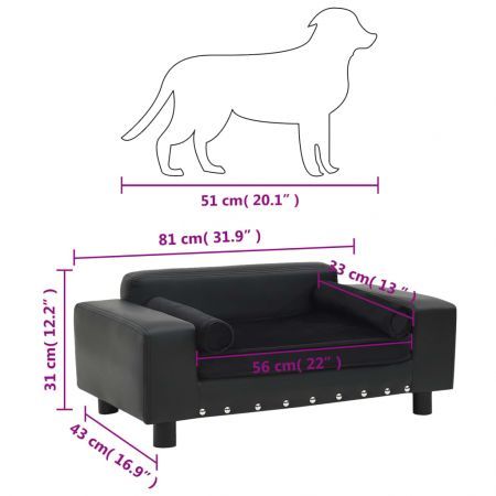 Dog Sofa Black 81x43x31 cm Plush and Faux Leather