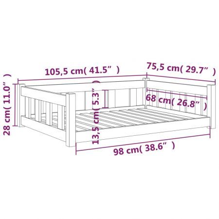 Dog Bed White 105.5x75.5x28 cm Solid Wood Pine