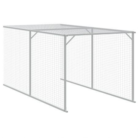 Chicken Cage with Run Light Grey 110x609x110 cm Galvanised Steel