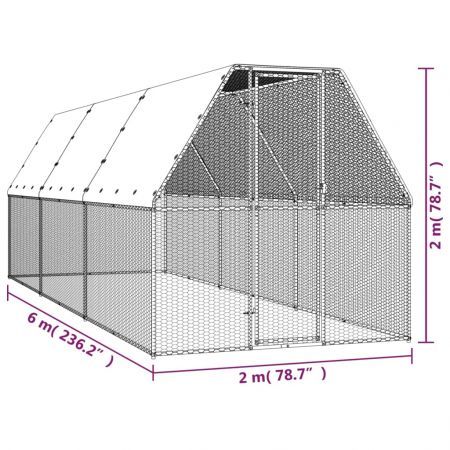 Outdoor Chicken Cage 2x6x2 m Galvanised Steel