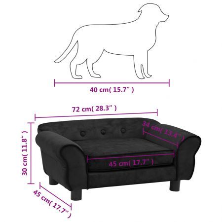 Dog Sofa Black 72x45x30 cm Plush