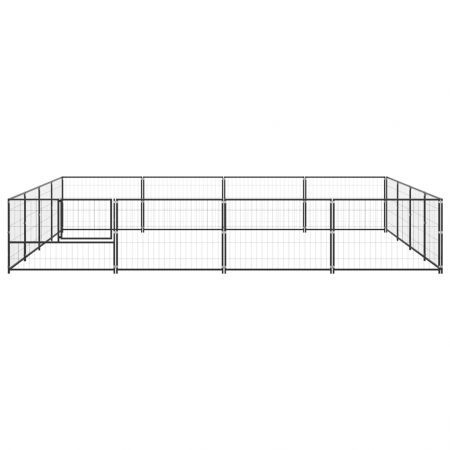 Dog Kennel Black 16 m² Steel