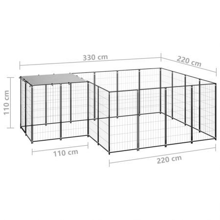 Dog Kennel Black 6.05 m² Steel