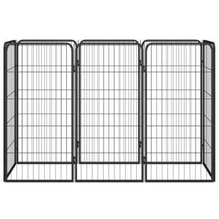 8-Panel Dog Playpen Black 50x100 cm Powder-coated Steel