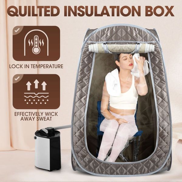 Sauna Steam Tent Foldable Steamer Heating Slimming Skin Spa Box Portable Room With Chair Remote Control Indoor