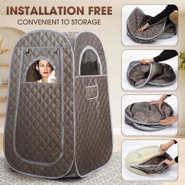 Sauna Steam Tent Foldable Steamer Heating Slimming Skin Spa Box Portable Room With Chair Remote Control Indoor