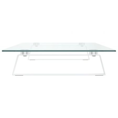 Monitor Stand White 80x35x8 cm Tempered Glass and Metal